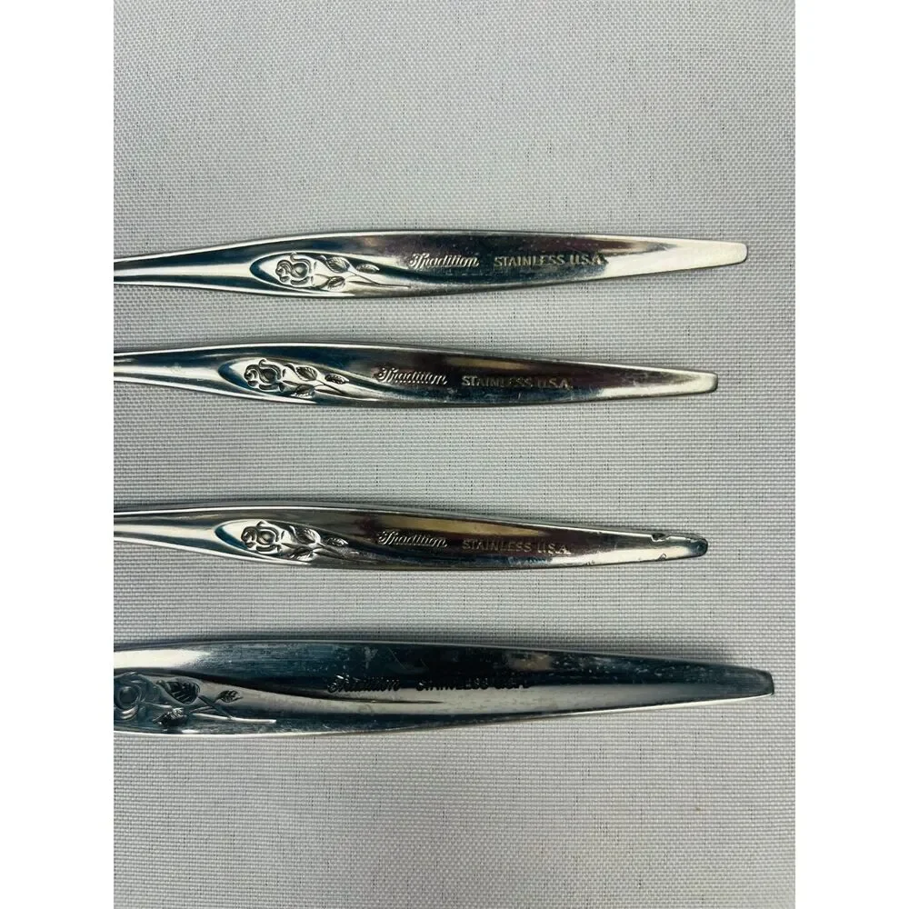 VTG Oneida Lasting Rose Teaspoons (3) Serving Spoon Stainless Steel Mid Century